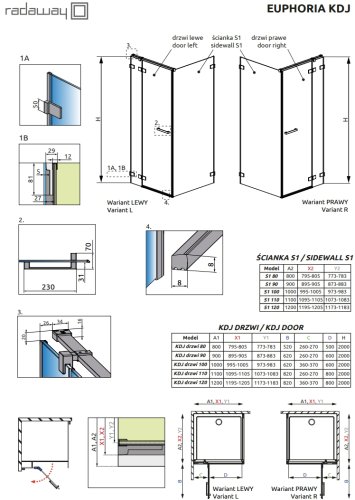 Бокова стінка Radaway Euphoria S1 900 (383050-01)