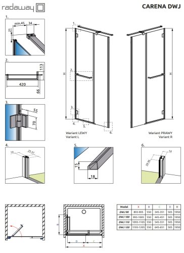 Душевые двери Radaway Carena DWJ 120/L (34332-01-01NL)