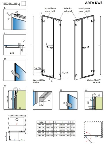 Передняя стенка Radaway Arta DWS 415 L (386092-03-01L)