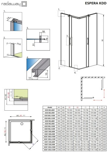 Левая часть кабины Radaway Espera KDD 80L (380150-01L)