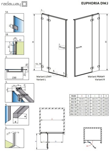 Передняя стенка Radaway Euphoria DWJ Wall 343 R (383214-01R)