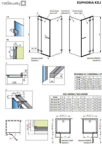 Передняя стенка Radaway Euphoria KDJ Front Wall 343 L (383240-01L)