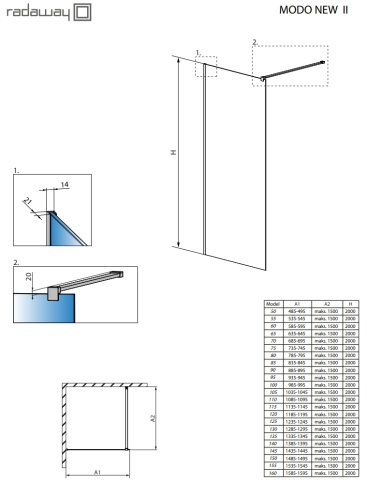 Душова перегородка Radaway Modo II New 160 (389164-01-01)