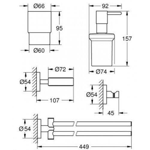 Набор аксессуаров 4в1 Grohe Essentials Master Bathroom 40846001