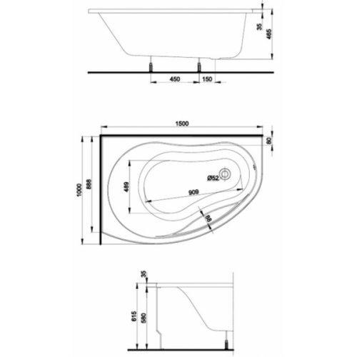 Ванна KOLO Promise 150x100 L XWA3051000+311537 + ножки SN7 + сифон Simplex