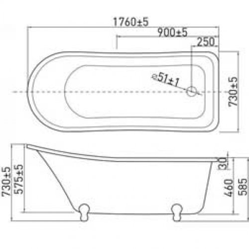 Ванна Volle 176x73 12-22-706