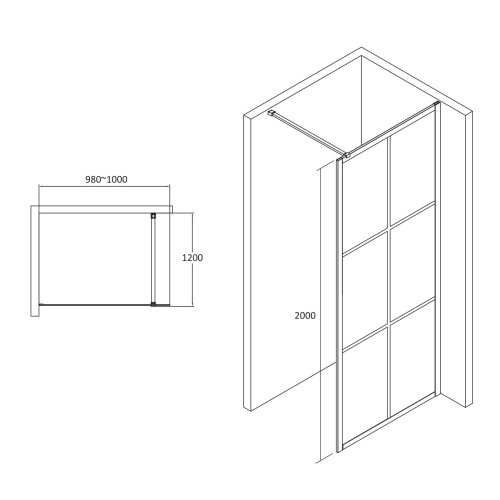 Душевая перегородка Volle Malla Negra Walk-In 18-08-100black set