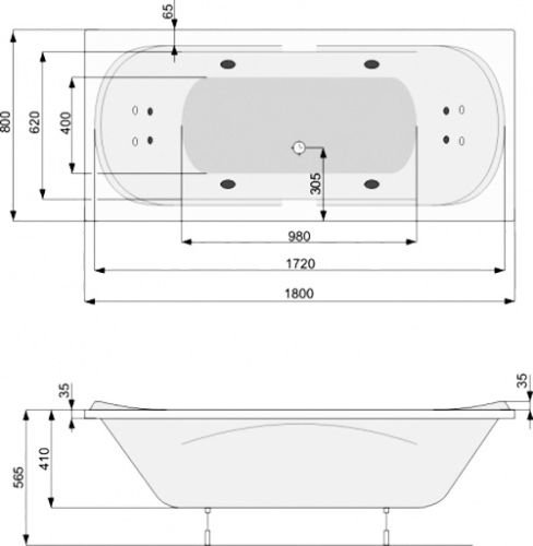 Ванна Pool Spa Gemini 180x80 PWPD910ZN000000