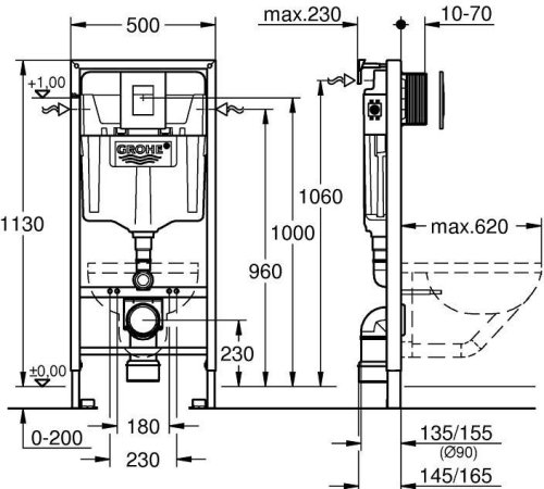 Набор инсталляция Rapid SL с унитазом Roca Gap Rimless A34H47C000+38721001+37131000