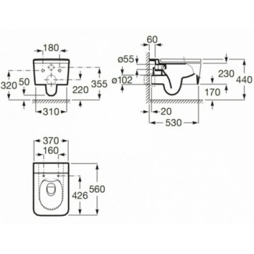 Унитаз Roca Inspira Square Rimless A346537000