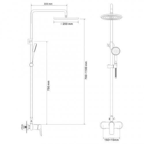 Душевая система Rozzy Jenori Velum RSZ082-5