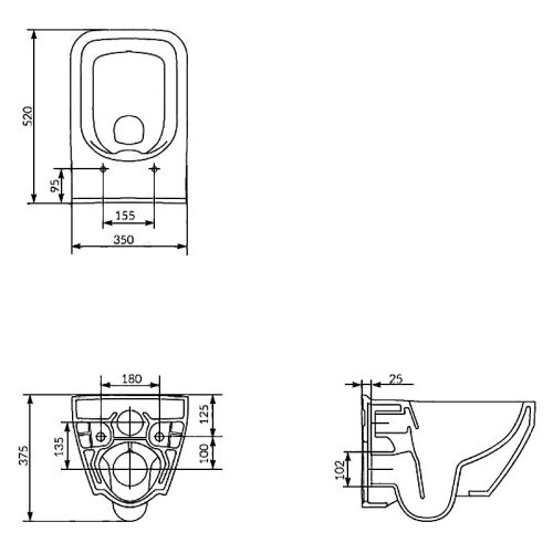 Чаша подвесного унитаза Cersanit Crea Clean On 178701
