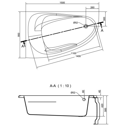 Ванна Cersanit Joanna New 150x95 L 280121