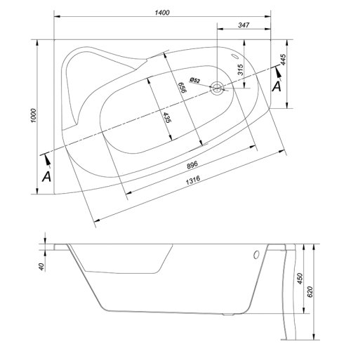 Ванна Cersanit Sicilia New 140x100 L 281011