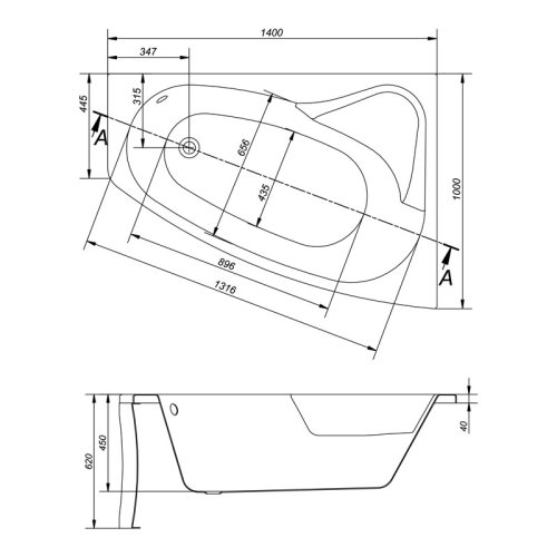 Ванна Cersanit Sicilia New 140x100 R 281012