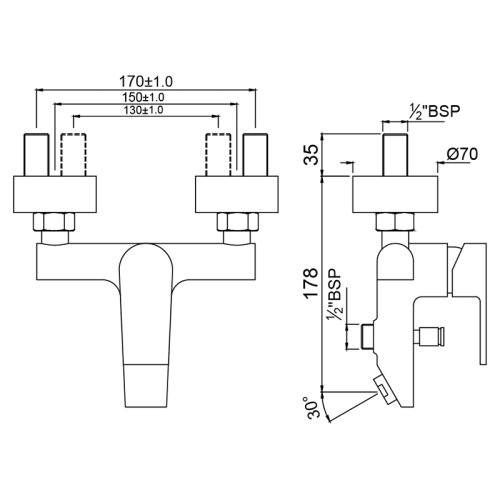 Смеситель для ванной Jaquar Aria ARI-CHR-39119