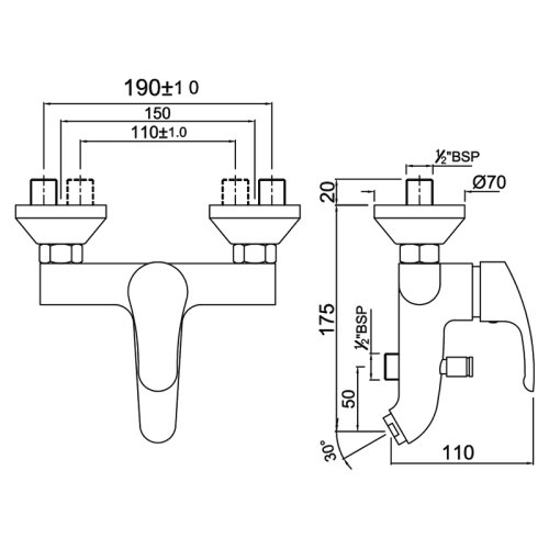 Смеситель для ванной Jaquar Eko EKO-CHR-33119