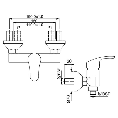 Смеситель для душа Jaquar Eko EKO-CHR-33149
