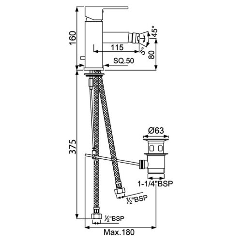 Смеситель Jaquar Kubix F KUB-CHR-35213FB