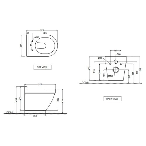 Подвесной унитаз Jaquar Solo Rimless SLS-WHT-6953BI