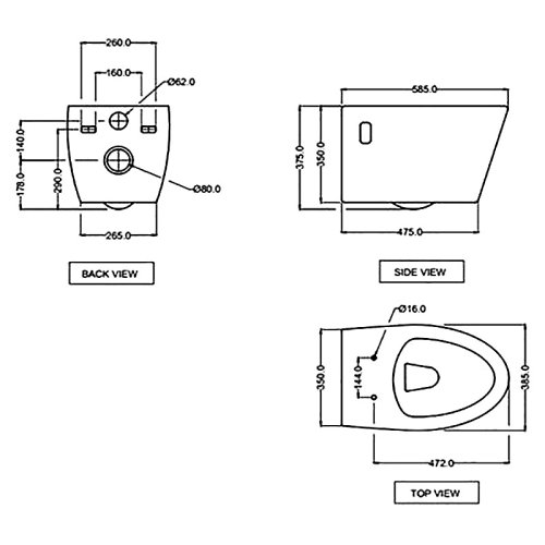Подвесной унитаз Jaquar Vignette Prime Rimless VGS-WHT-81953