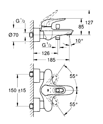 Смеситель для ванной Grohe Eurostyle 33591LS3