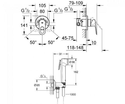 Гигиенический душ + смеситель Grohe 2904200B