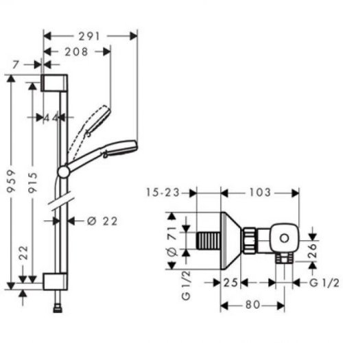 Душевой набор Hansgrohe Crometta 100 Vario Combi 27031400