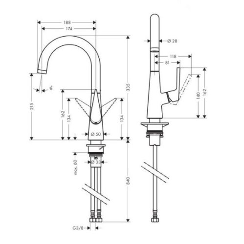 Змішувач для кухні Hansgrohe Talis S 220 72814800