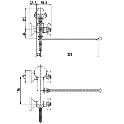 Смеситель для ванной Q-Tap Mayfair CRM 143K (QTMAYCRM143K)