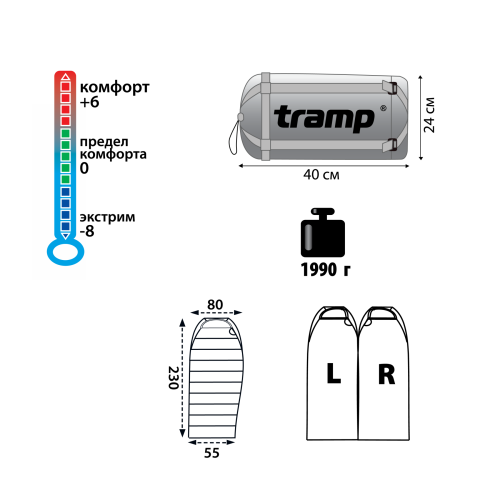 Спальный мешок Tramp Siberia 5000 Индиго/Черный L