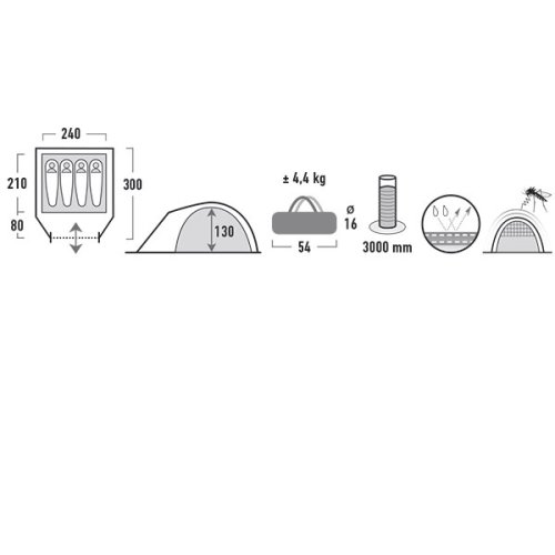 Палатка High Peak Nevada 4 (Dark Grey/Red)