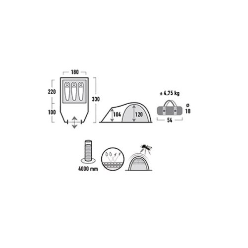 Палатка High Peak Talos 3 (Dark Grey/Green)