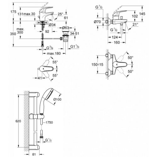 Набор смесителей Grohe Euroeco 123242K