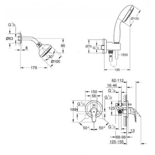 Душова система Grohe Euroeco New 26000005