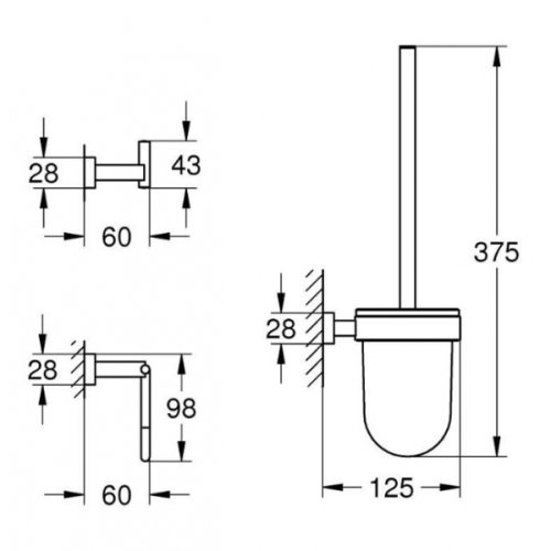Набор аксессуаров 3 в 1 Grohe Essentials Cube 40757001