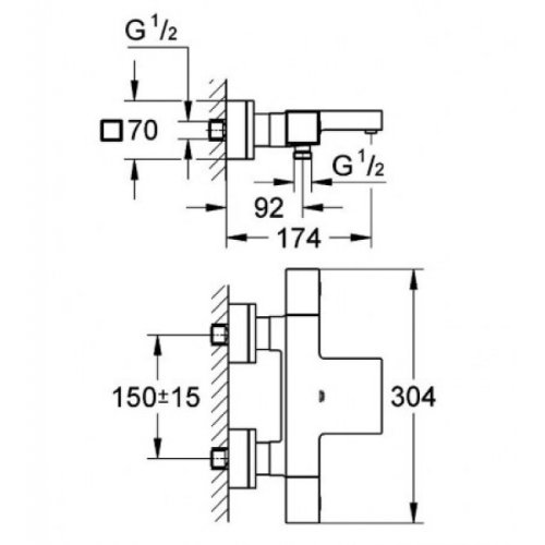 Смеситель для ванной Grohe Grohtherm Cube 34497000