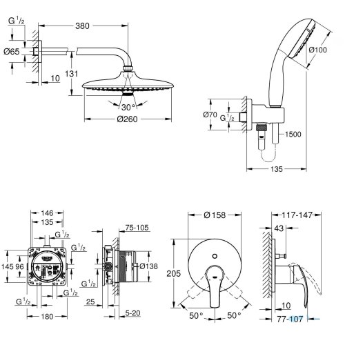 Душевая система Grohe SmartControl 34614SC4