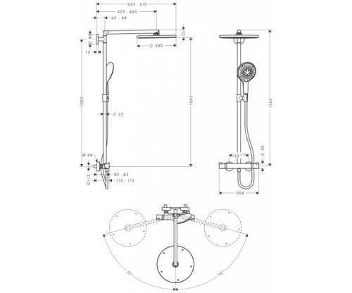 Душевая система Hansgrohe Raindance Select 300 Air 1jet Showerpipe 27114000