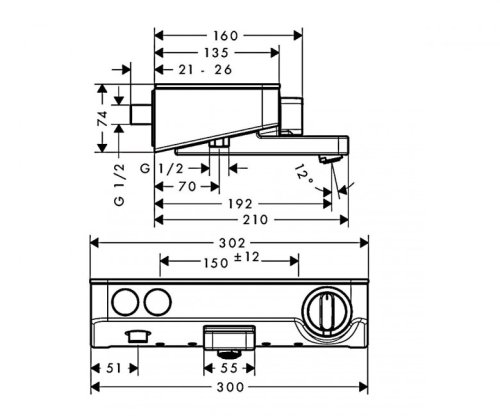 Смеситель для ванной Hansgrohe Shower Tablet Select 13151000