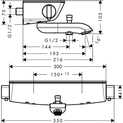 Смеситель для ванной Hansgrohe Ecostat Select 13141000