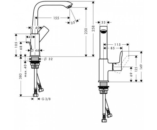 Смеситель для умывальника Hansgrohe Metris 31087000