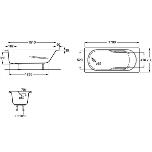 Ванна акриловая Roca Genova 170x70 A248363000 + ножки