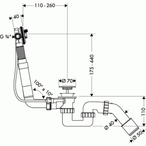 Слив-перелив Hansgrohe Exafill 58115180