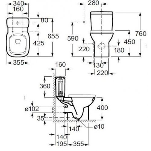 Унитаз Roca Debba Rimless A34D99P000