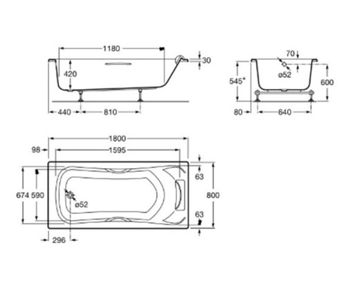 Ванна акрилова Roca Becool 180x80 A248015001