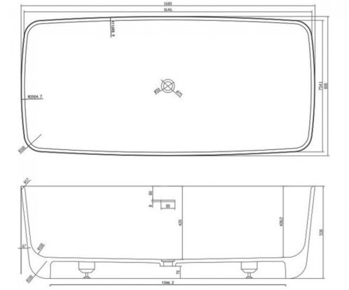 Ванна Volle Solid surface 168x80 12-40-034