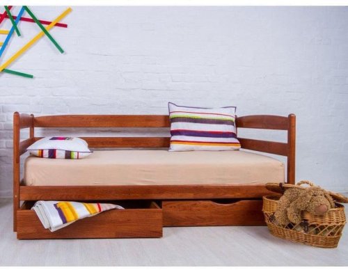 Ліжко односпальне МІКС-меблі Єва з ящиками 800x2000 світлий горіх