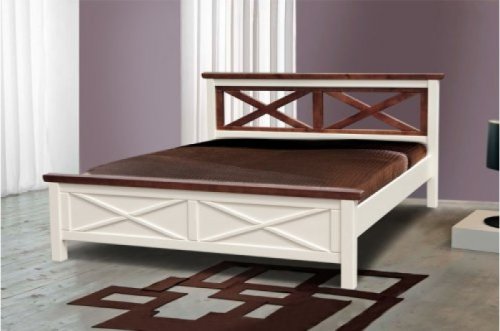 Кровать двуспальная МИКС-мебель Нормандия 1600x2000 ваниль + темный орех