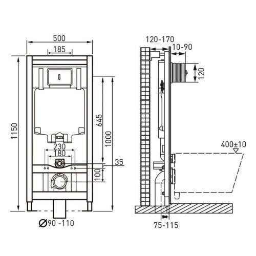 Набор инсталляция Volle Master с унитазом Roca Gap Rimless A34H47C000+141515